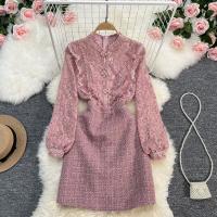 Polyester Sexy Package Robes hip Patchwork Rose pièce