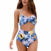 Polyester One-piece Swimsuit backless & hollow & skinny style printed PC