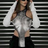 Polyester Slim Women Sleeveless T-shirt gray PC
