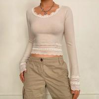 Cotton Slim Women Long Sleeve T-shirt patchwork PC