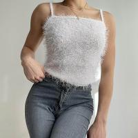 Polyester Slim Tank Top knitted white PC
