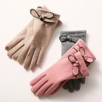 Cashmere Women Gloves can touch screen & thermal plain dyed Solid : Pair