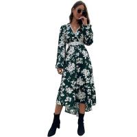 Polyester Waist-controlled & Slim One-piece Dress irregular printed two different colored PC