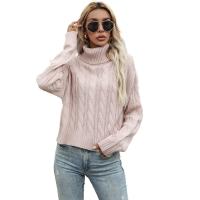 Polyester Slim Women Sweater & thermal knitted pink PC