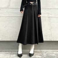 Polyester Skirt & with belt patchwork Solid black PC
