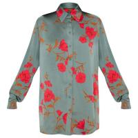 Polyester Slim Women Long Sleeve Shirt printed two different colored PC