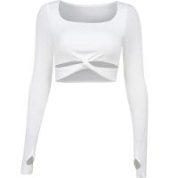 Cotton Lycra Slim & Crop Top Women Long Sleeve Blouses patchwork Solid PC