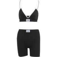 Polyester Women Sportswear Set & two piece & skinny short & tank top patchwork Solid Set