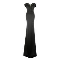 Polyester Waist-controlled & Slim & High Waist Long Evening Dress backless & off shoulder patchwork Solid PC