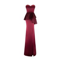 Polyester Waist-controlled & Slim Long Evening Dress side slit & backless & off shoulder patchwork PC