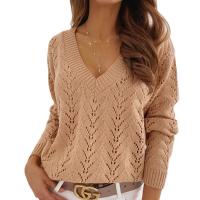 Polyester Slim Women Sweater & hollow knitted Solid PC