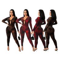Poliéster Conjunto casual de las mujeres,  Spandex, Pantalones largos & parte superior, impreso, más colores para elegir,  Conjunto