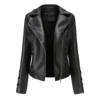 PU Leather Plus Size Women Jacket Solid PC
