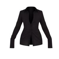 Polyester Waist-controlled & Slim Women Long Sleeve Shirt see through look patchwork Solid PC
