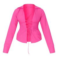 Polyester Slim & Crop Top Women Long Sleeve Shirt patchwork Solid PC