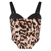 Polyester Slim & Crop Top Camisole backless printed leopard PC