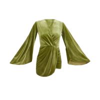 Polyester Sexy Package Robes hip Patchwork Solide Vert pièce