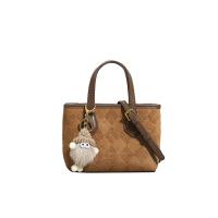 Plush & PU Leather Bucket Bag Handbag soft surface & attached with hanging strap PC