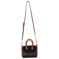 PVC Boston Bag Handbag soft surface & attached with hanging strap Solid coffee PC