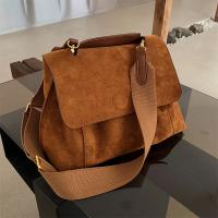 Flannelette Crossbody Bag large capacity & soft surface Solid caramel PC