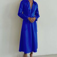 Polyester Robe d’une seule pièce Patchwork Solide Bleu pièce