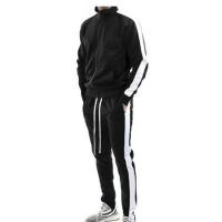 Polyester Slim Men Sportswear Set & two piece Long Trousers & coat Solid Set