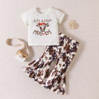 Polyester Girl Clothes Set & two piece Pants & top printed letter Set
