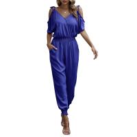 Polyester Long Jumpsuit slimming & deep V Solid PC