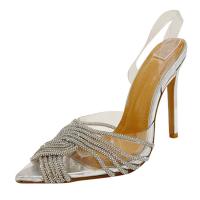 PVC Stiletto High-Heeled Shoes & with rhinestone Pair
