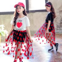 Polyester & Cotton Girl Two-Piece Dress Set skirt & top letter Set