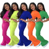 Polyester Mädchen Kleidung Set, Hosen & Nach oben, Solide, mehr Farben zur Auswahl,  Festgelegt