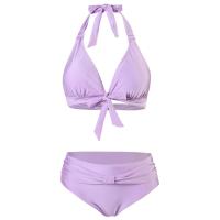 Polyamide & Spandex Bikini & two piece & padded plain dyed Solid purple Set