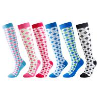 Nylon Women Knee Socks & sweat absorption & breathable jacquard plaid Lot