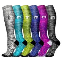 Nylon Women Knee Socks random color & mixed & sweat absorption & breathable jacquard Solid Lot