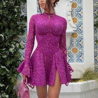 ポリエステル ワンピースドレス 単色 紫 一つ