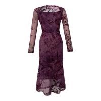 Polyester Waist-controlled & Slim & High Waist Sexy Package Hip Dresses printed purple PC