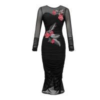 Polyamide Waist-controlled & High Waist Sexy Package Hip Dresses embroidered black PC