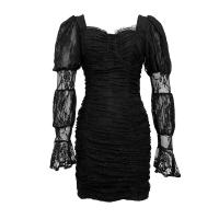 Polyester Waist-controlled & Slim & High Waist Sexy Package Hip Dresses see through look embroidered PC