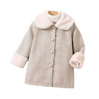 Polyester Slim Girl Coat & thermal patchwork Solid beige PC