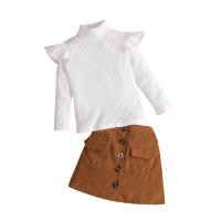 Cotton Slim Girl Clothes Set & two piece skirt & top patchwork Solid Set
