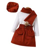 Polyester Slim Girl Clothes Set & four piece Hat & skirt & scarf & top patchwork Set