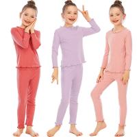 Spandex & Baumwolle Mädchen Pyjama Set, Hosen & Nach oben, Solide, mehr Farben zur Auswahl,  Festgelegt