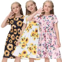 Polyester & Cotton Girl One-piece Dress printed floral PC
