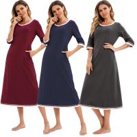 Polyester & Cotton Sleep Dress & breathable Solid PC