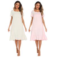 Polyester & Cotton Sleep Dress & loose & breathable Solid PC