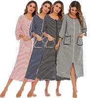 Spandex & Polyester & Cotton Sleep Dress & loose & breathable striped PC