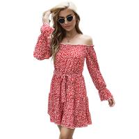 Polyester One-piece Dress & off shoulder printed PC