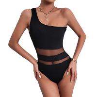 Polyester Women Jumpsuit & skinny & One Shoulder Solid black PC
