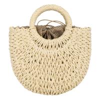 Rattan Handmade & Weave Woven Tote large capacity & attached with hanging strap Polyester Cotton Solid PC