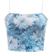 Polyester Slim & Crop Top Camisole backless printed blue PC